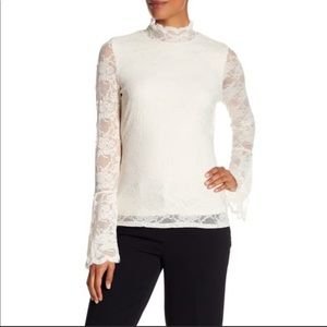 Vince Camuto Mock Neck Lace Belk Sleeve Blouse